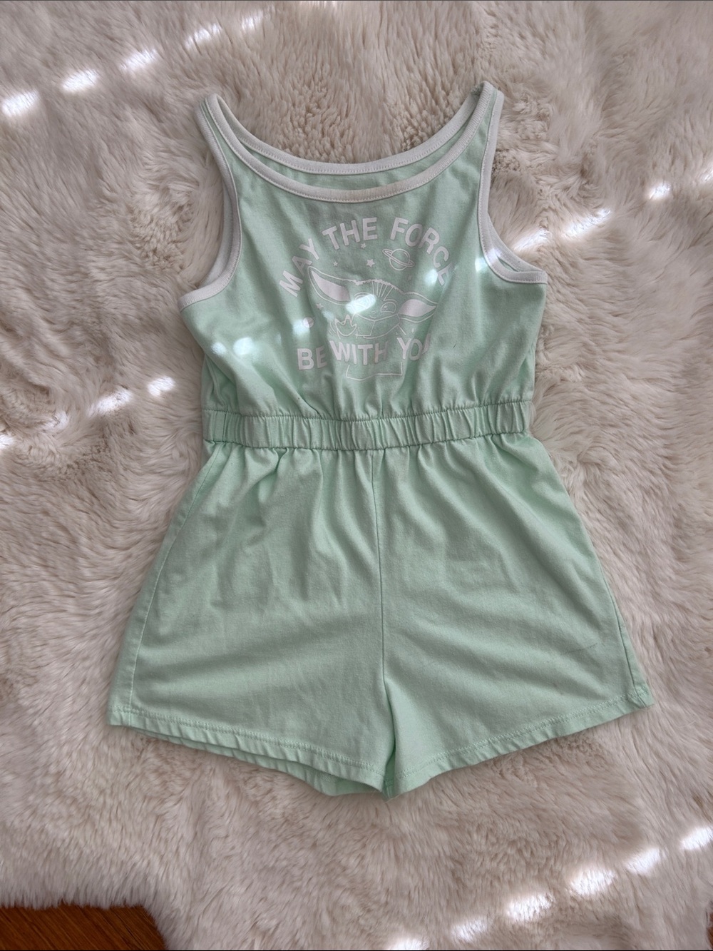 Kids Mint Green Star Wars 'May the Force Be With You' One-Piece Romper